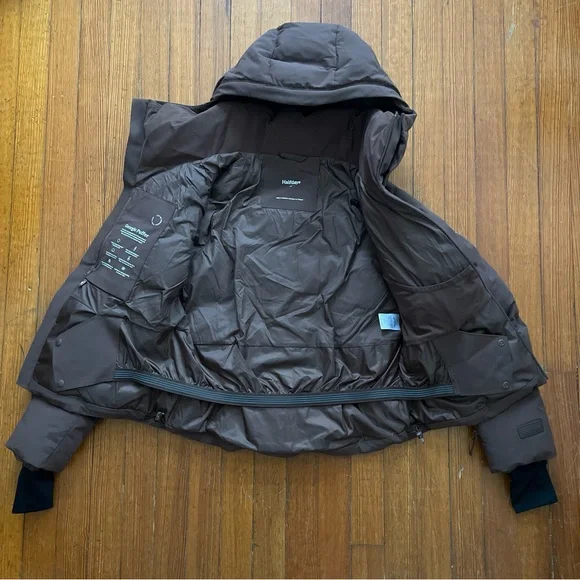 NWOT Halfdays Georgie Puffer Jacket in Spiked Cocoa Brown Espresso Chocolate Ski - Picture 7 of 14